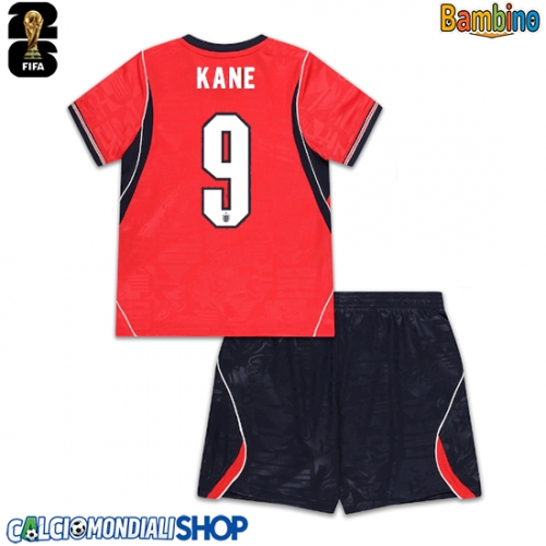 Maglie da calcio Inghilterra Harry Kane #9 Seconda Maglia Bambino Mondiali 2026  Manica Corta (+ Pantaloni corti)